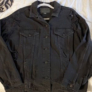 Black Ripped Jean Jacket American Eagle